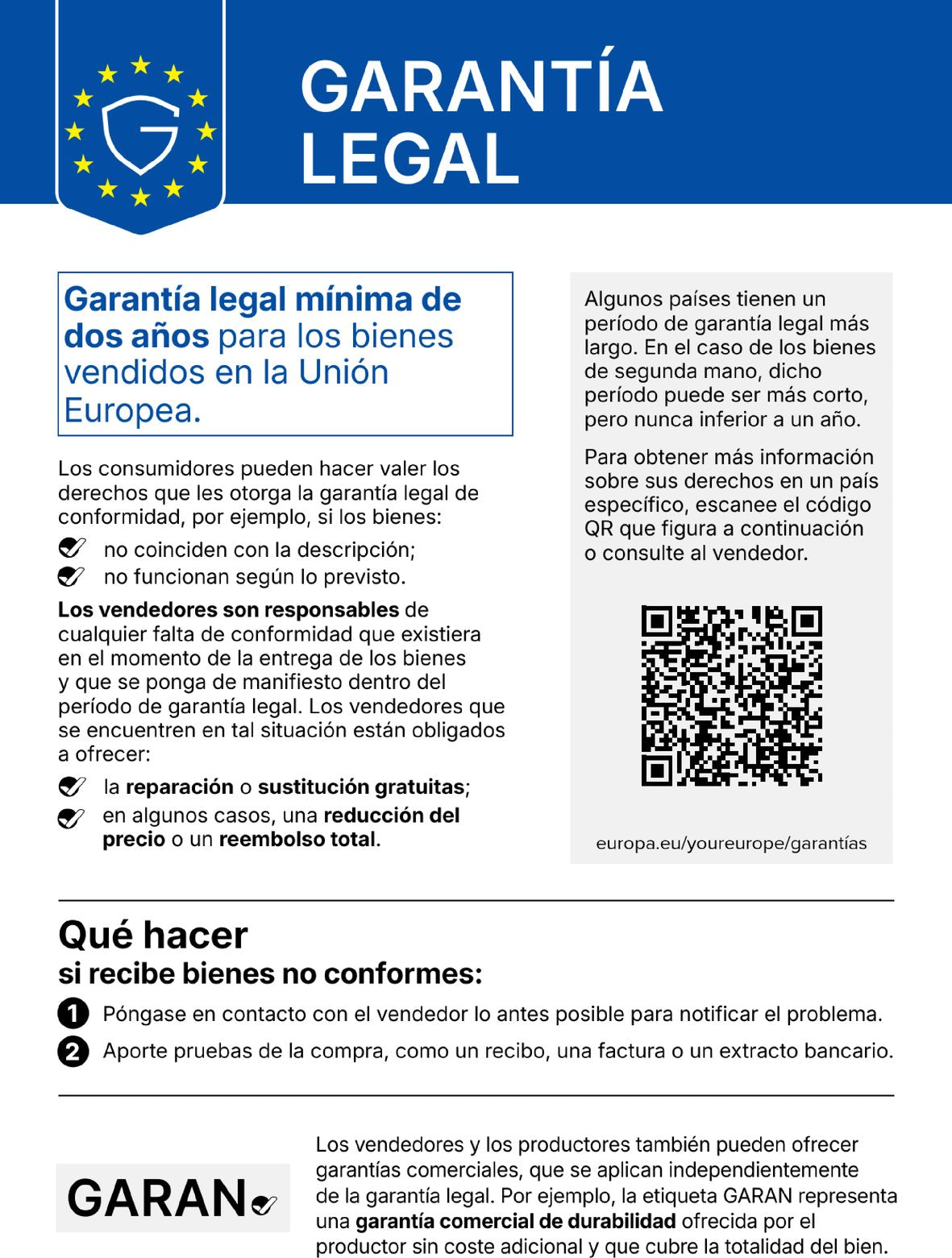Garantía legal de conformidad en la UE