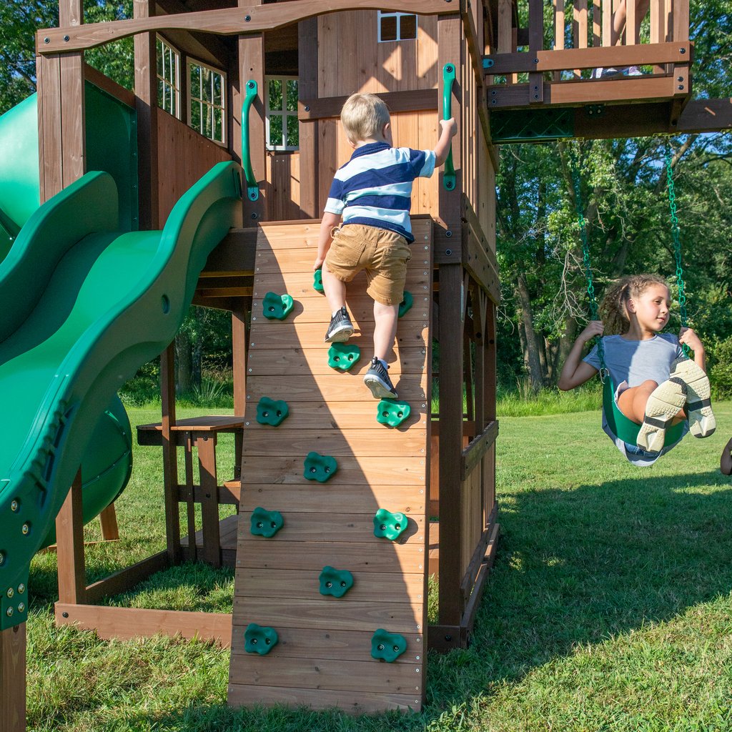 Parque infantil Skyfort de madera con tobogán tubular